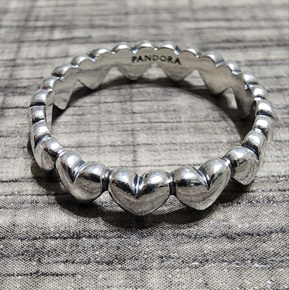 Pandora Row of Hearts Ring - Picture 7 of 10